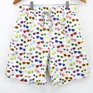 Vintage Michael's Shorts Men White Sunglasses Pattern Drawstring Retro Small 90s